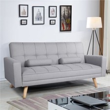 3 Seater Fabirc Sofa Bed Click Clack Living Room Settee Armchair Couches Grey