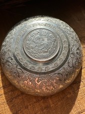 Antique 1900's Hand Chiseled Signed Persis Islamic Coin Dish 925 Sterling Silver