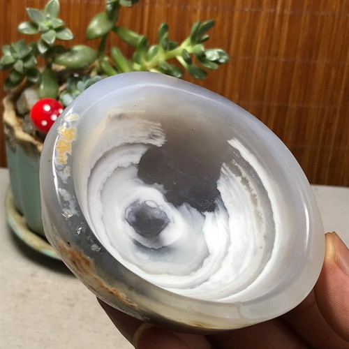 Polished banded agate bowl - agate,