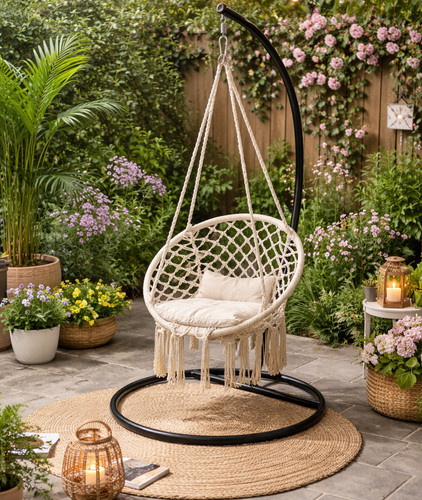 Macrame egg chair - macrame, swing