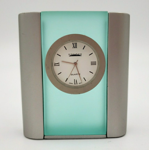 Aqua glass quartz desk clock - glass,