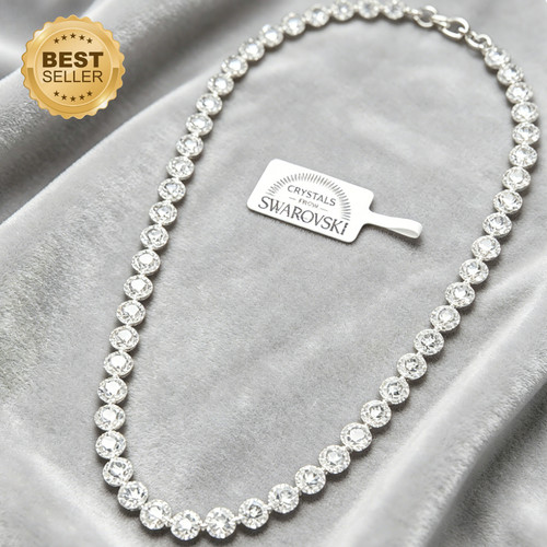 Silver tennis necklace angel - necklace,