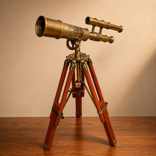 Vintage brass wood telescope - vintage,