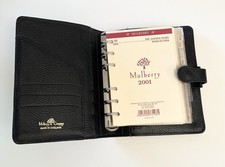 VINTAGE MULBERRY CLASSIC BLACK LEATHER SOCIAL ORGANIZER PLANNER 7” X 5”