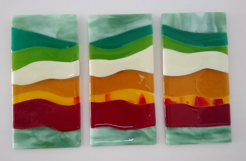 Fused glass three - glass,, panels
