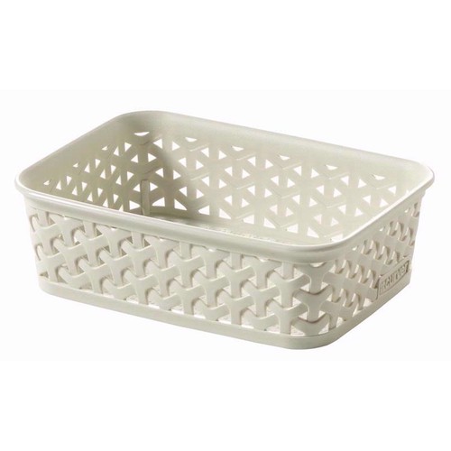 Cream rattan effect storage - rattan,