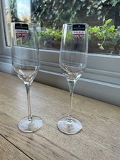 Exquisite Dartington Crystal Glass Champagne Flutes. Handmade. New.