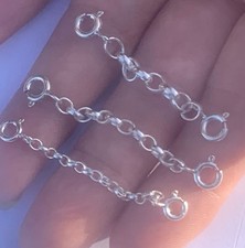 Sterling Silver Strong Belcher Necklace Extender Safety Chain 1" to 6" inches