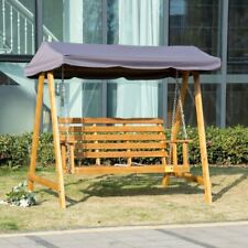 3 Seater Wooden Garden Swing Chair w/ Canopy Outdoor Patio Bench Hammock Seat
