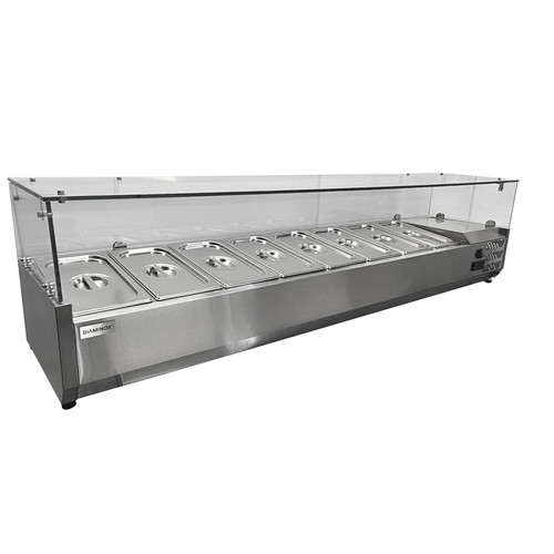 Saladette prep fridge glass - saladette,