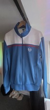 Sergio Tacchini Mens Retro Track Top Size XL Blue & White Good Condition