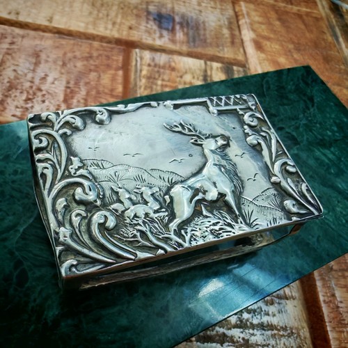 Antique silver matchbox holder - silver,
