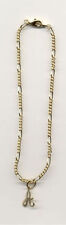 9 1/2 INCH 14KT GOLD EP 2MM FIGARO ANKLET WITH YOUR INTIAL