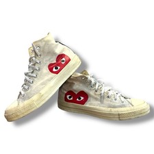 Converse X Comme Des Garçons Play Trainers Cream Beige Sneakers Shoes UK 9
