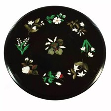 15"Round Black Marble Inlay