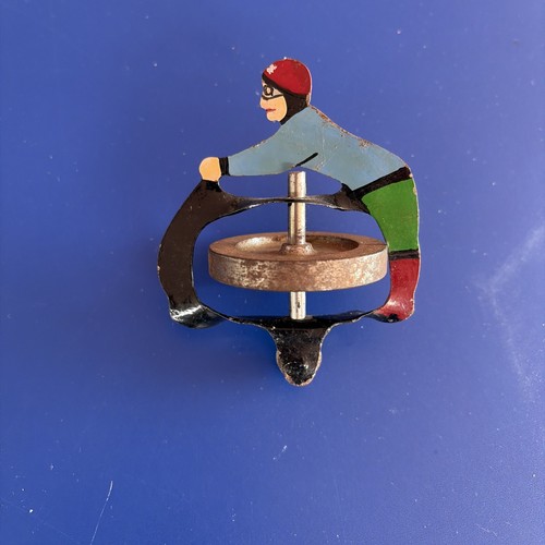 Vintage metal toy jockey - metal,