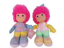 2x Pin Y Pon Doll Plush Stuffed Toys Toy PINYPON Famosa Vintage Lot Spain 1980s