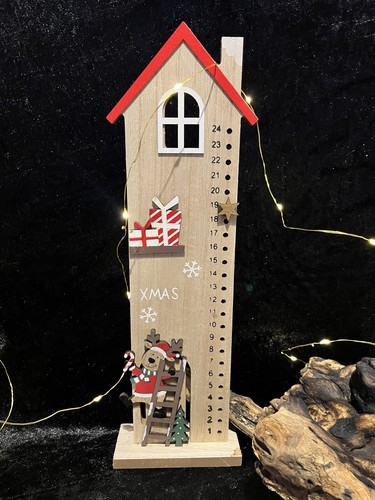 Tall wooden advent calendar - wooden,