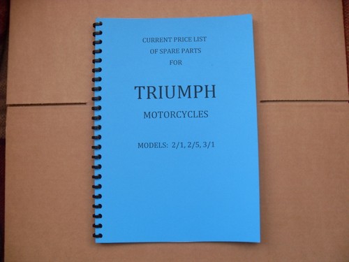 Triumph pre war parts - triumph, book