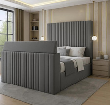 luxury high headboard Tv bed with/without ottoman Lift strorage