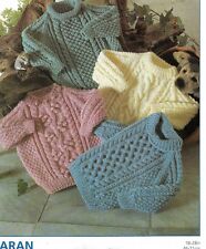 993 Baby Boy Girl 18-28" 4 Designs Aran Sweaters Vintage Knitting Pattern