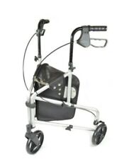 Compact Aluminium Tri/Three Wheel Walker, Silver, Height Adjustable