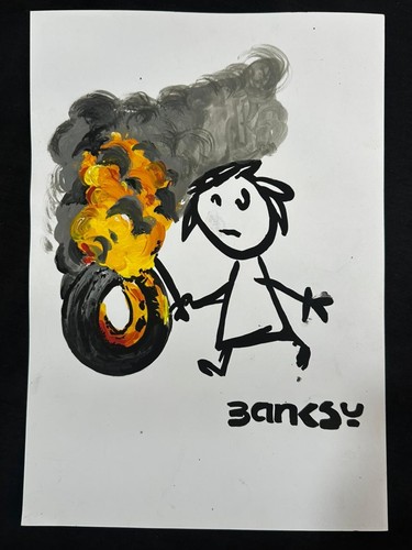 Banksy drawing and - drawing, on