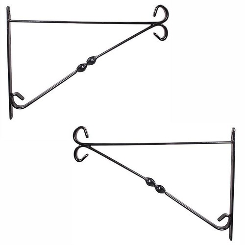 Pair black wrought iron - black, 14"