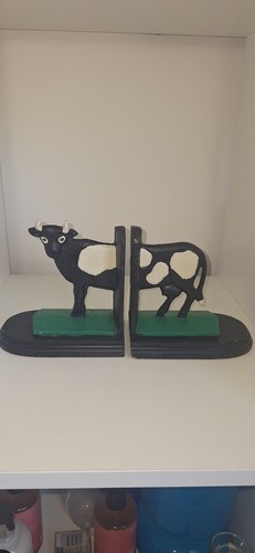 Vintage cast iron cow - vintage, book