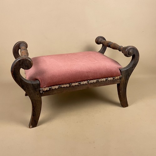 Footstool antique pink velvet - footstool,