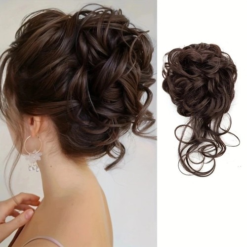 Curly real human messy bun - curly, as