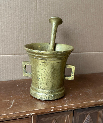 Antique heavy brass mortar - antique,