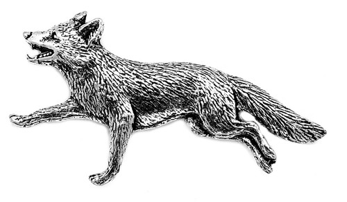 Running fox pin badge - fox,