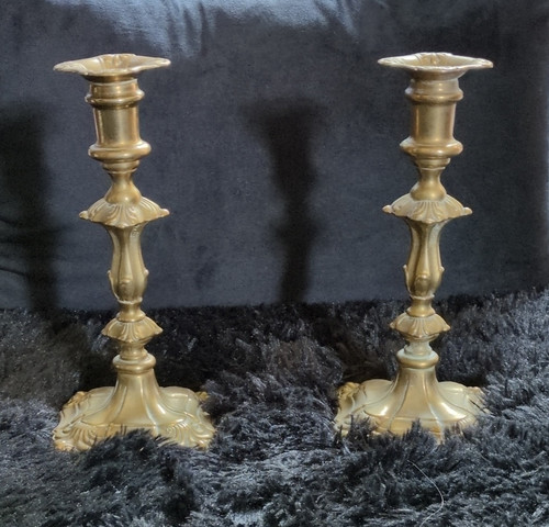 Pair brass candlesticks - pair,