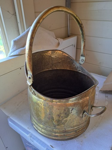 Vintage brass coal scuttle - vintage,