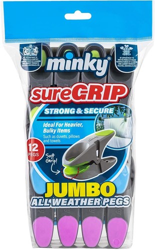 Minky jumbo clothes pegs - 12,