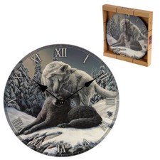 Fantasy Lisa Parker Design Snow Kisses Wolf Wall Clock 30 cm Diameter