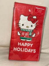 Hello Kitty Christmas 32 Red Guest Napkins Towels 13" x 15.75" HAPPY HOLIDAYS.  