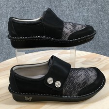 Alegria Shoes Womens 38 Slip On Strap Loafers SAN-7829X Snake Print Black