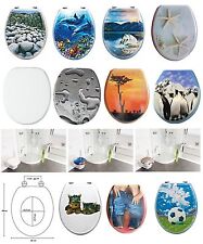 NEW HIGH QUALITY PRINTED WC TOILET SEAT STABLE SS HINGES WOODEN MDF TOILET SEATS