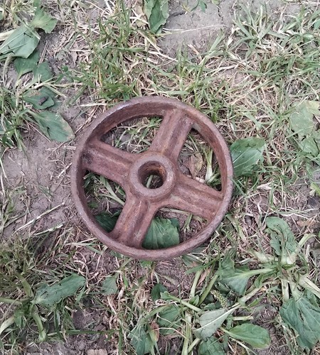 Vintage cast iron wheel - vintage,
