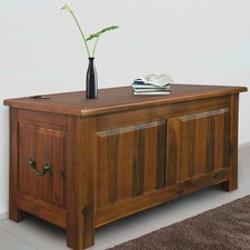 Large Wooden Trunk Rustic Bedroom Bench Blanket Box Storage Solid Harwood Chest