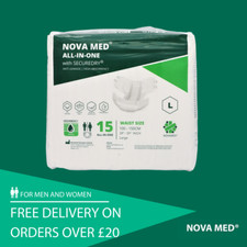 Novamed All In Ones Incontinence Pad Adult Nappies - 15 per pack- Size: M/ L/ XL