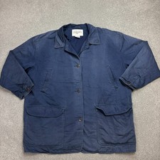 Chore Jacket Womens Large Blue Hunting Canvas Barn Lined Utility Coat Lady