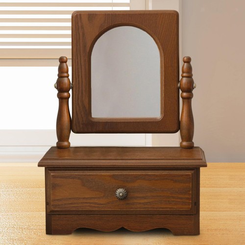 Wood desk makeup - makeup, mirror