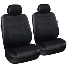 2 Front Car Seat Covers Black Deluxe PU Leather Protection Cushion For Car SUV