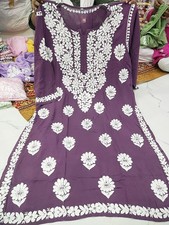 Women Plus Size Modal Chikankari Straight Kurti Ethnic Wear Lucknow Chikan Kurta