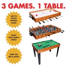 NEW abeec 3-in-1 Games Table Kids Air Hockey Football Pool Multi Sports Set