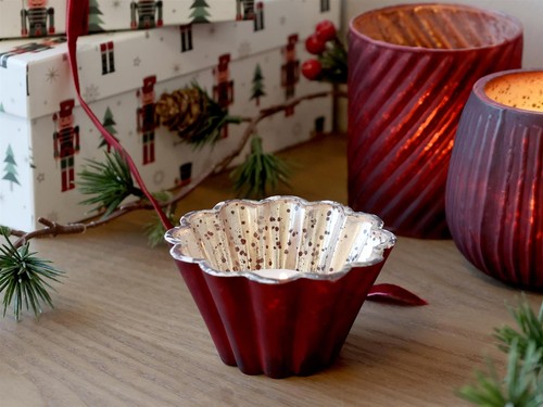 Red glass candle - glass,