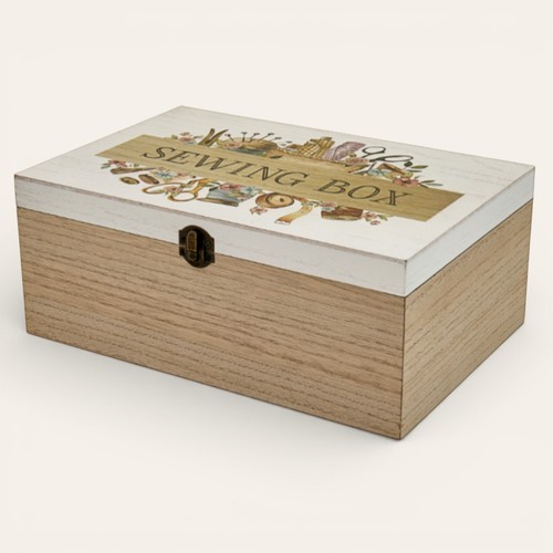 Large wooden sewing box - large,
